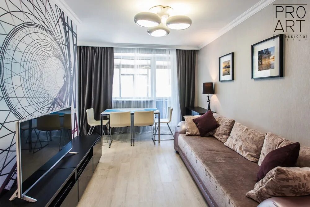 Интерьер студии 27 кв м с зонированием помещений Condo interior design, Condo in