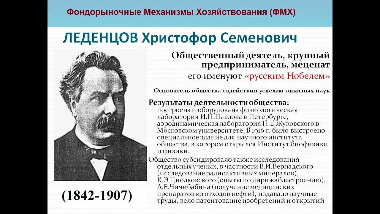 В каком году родился леденцов. Меценат леденцов.