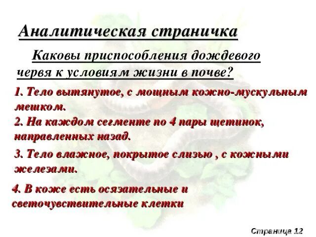 Приспособления дождевого червя к жизни в почве. Приспособления дождевого червя. Приспособление дождевого червя к жизни. Приспособленности дождевого червя.