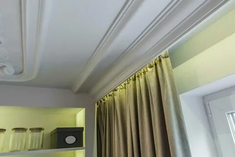 Фото карнизов для штор с натяжными потолками