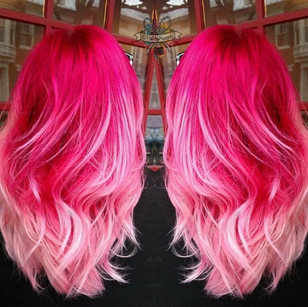 Как сделать розовые волосы. Омбре Пинк. Розовые кончики волос. Ярко розовые волосы. Крашеные розовые волосы.