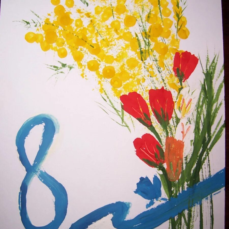 нарисовать цветы к 8 марту