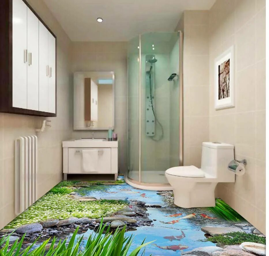 3D обои для пола, для ванной, туалета, спальни, ПВХ наклейки для пола, водонепро