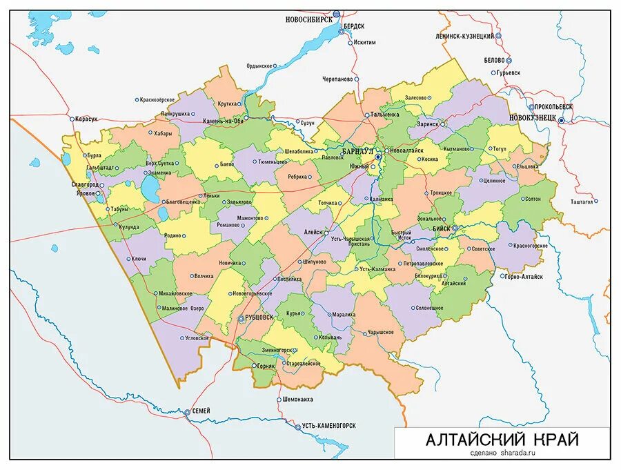 Карта Алтайского края с районами. Административно-территориальное деление Алтайского края карта. Карта Алтайского края с административными районами. Административная карта Алтайского края по районам.