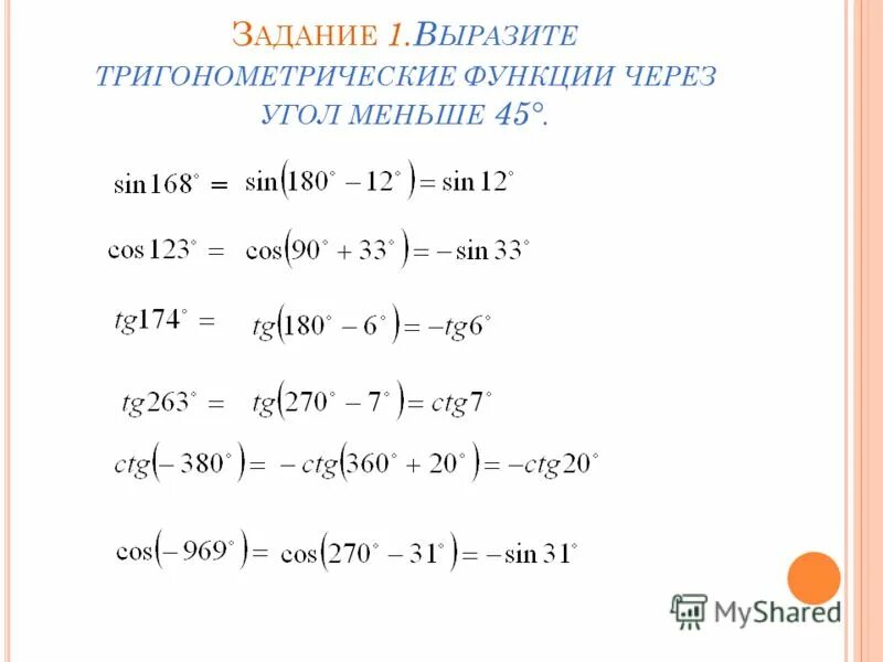 Алгоритм формул приведения в тригонометрии. Формулы приведения тригонометрических функций таблица. Формулы приведения задания. Задания на формулы приведения в тригонометрии. Формулы приведения в тригонометрии 10 класс.