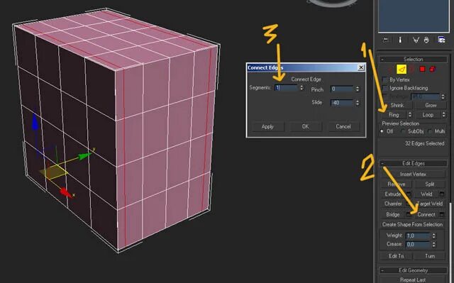 Click edge. Сегменты 3ds max. rotate edge 3ds max. как разделить предметы в 3д макс. в максе показывает квадраты.