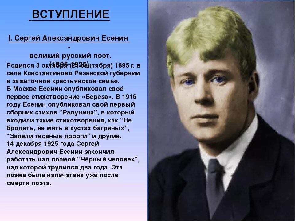 Родина есенина кратко