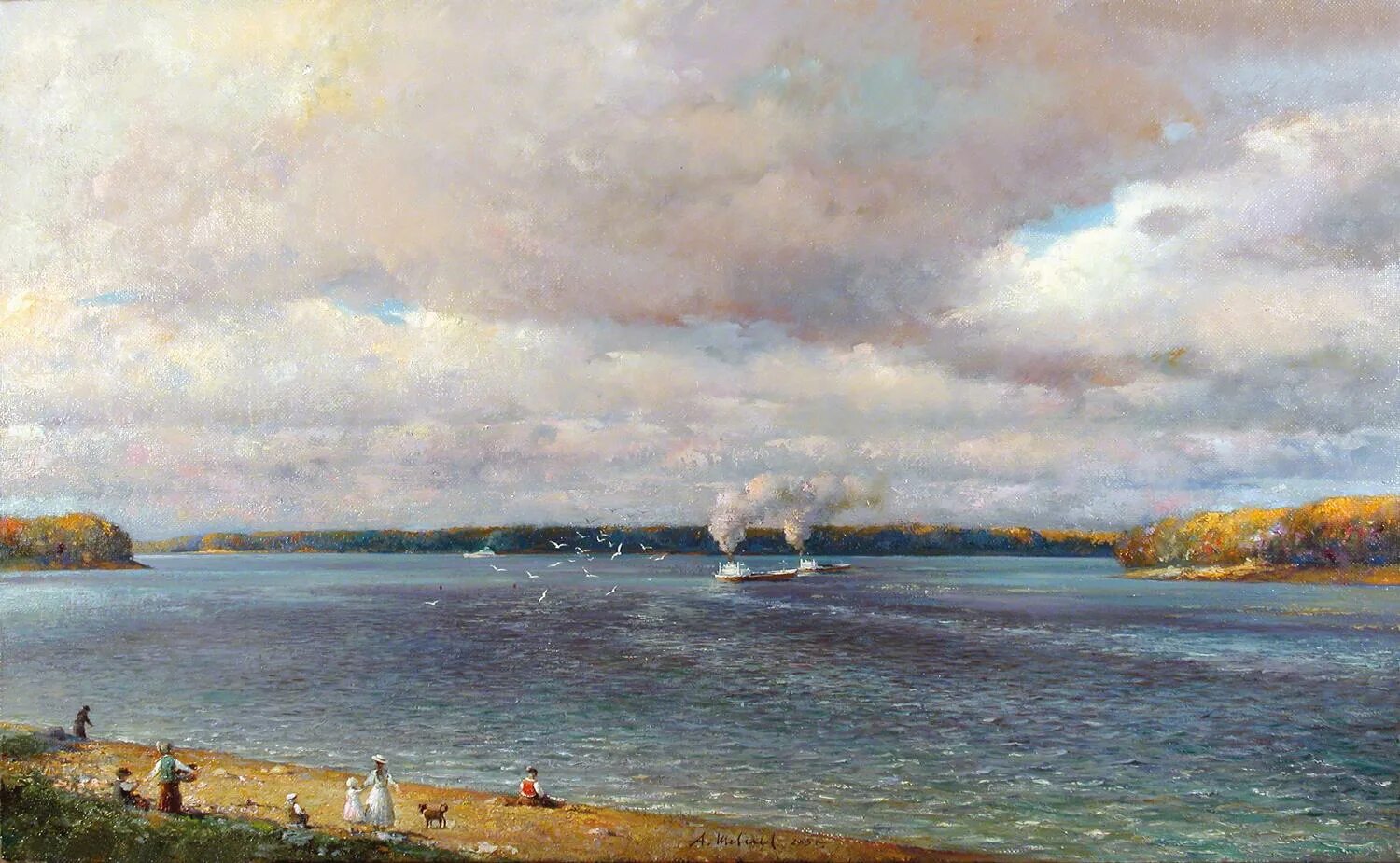 Картины волги. Картины Александр шевелёв Волга. Река Волга картина. Волга в Рыбинске. Александр Викторович шевелёв. Картина Левитана Волжские просторы.