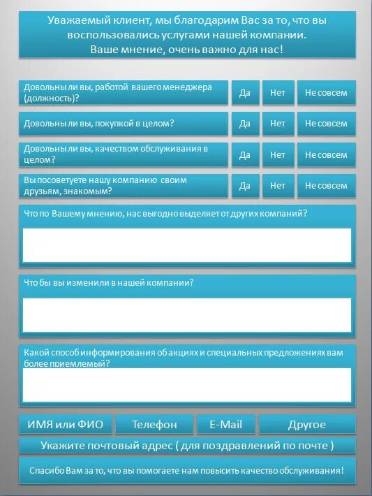 Анкета удовлетворенности потребителя. Опрос удовлетворенности клиентов пример. Анкета удовлетворенности клиентов. Анкета удовлетворенности заказчика.
