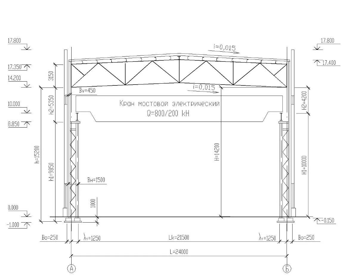 Высота до низа выступающих конструкций. Высота до низа выступающих конструкций. Упор концевой подвесной кран балки. План однопролетного промышленного здания. Однопролетное промышленное здание.