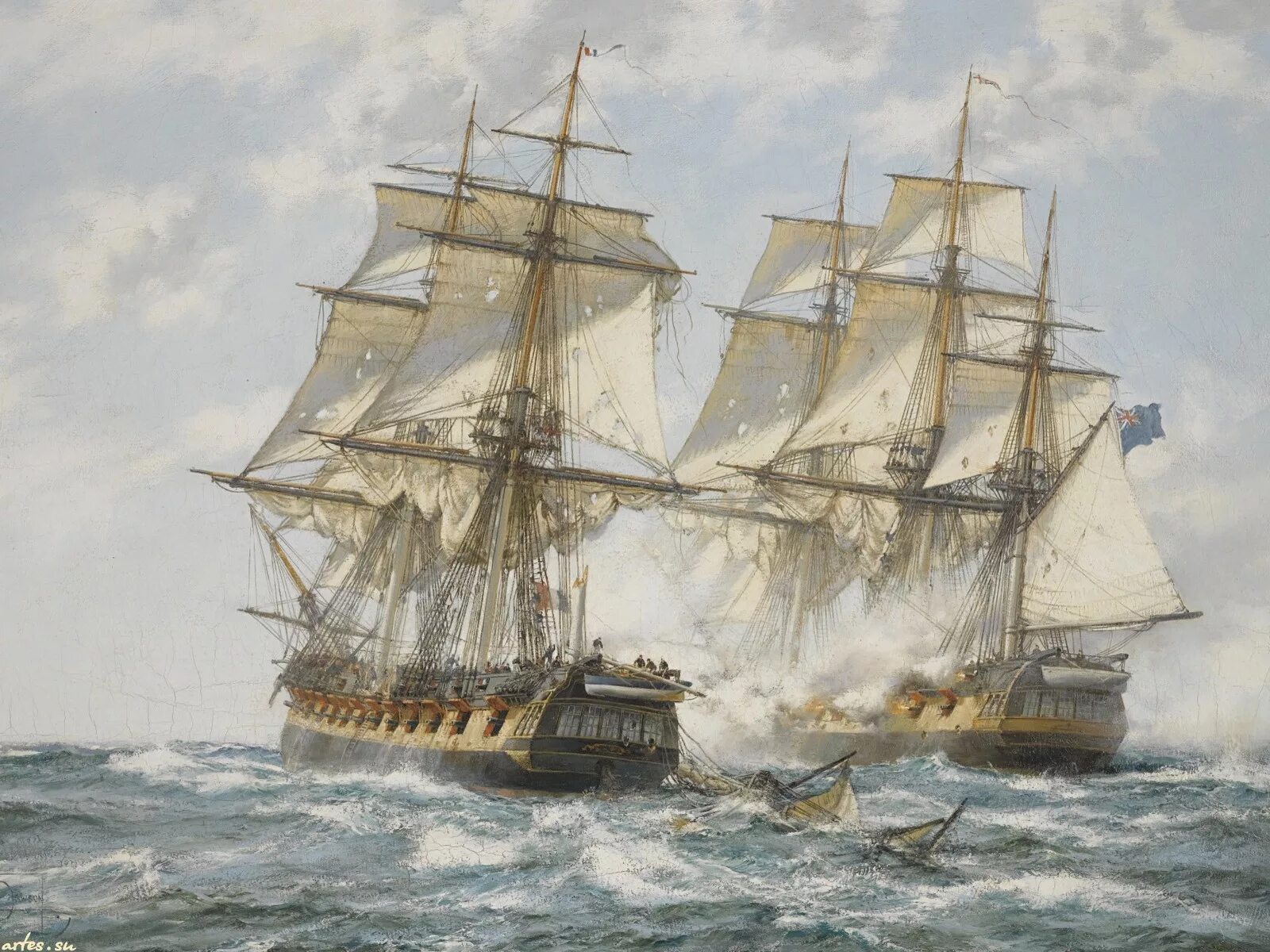 Николас покок трафальгарское сражение картина. Морские сражения парусных кораблей. Чесменский бой айвазовский. Морской бой парусников. Британский - гребной фрегат чарльз (charles galley (1676)).