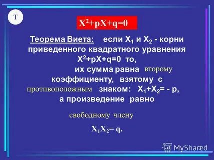 Разложение на множители виета