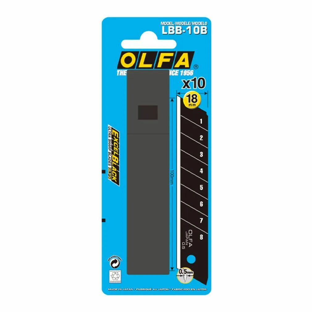 Лезвия olfa black. Olfa ol-LBB-10b. Лезвия ОЛФА 18 мм Блэк. Лезвие Olfa Black Max ol-LBB-10b сегментированное, 10шт/уп.. Лезвия Olfa 18 мм Black.