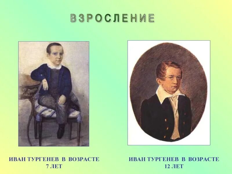 Детство тургенева где. Маленький Тургенев. Тургенев в 12 лет.