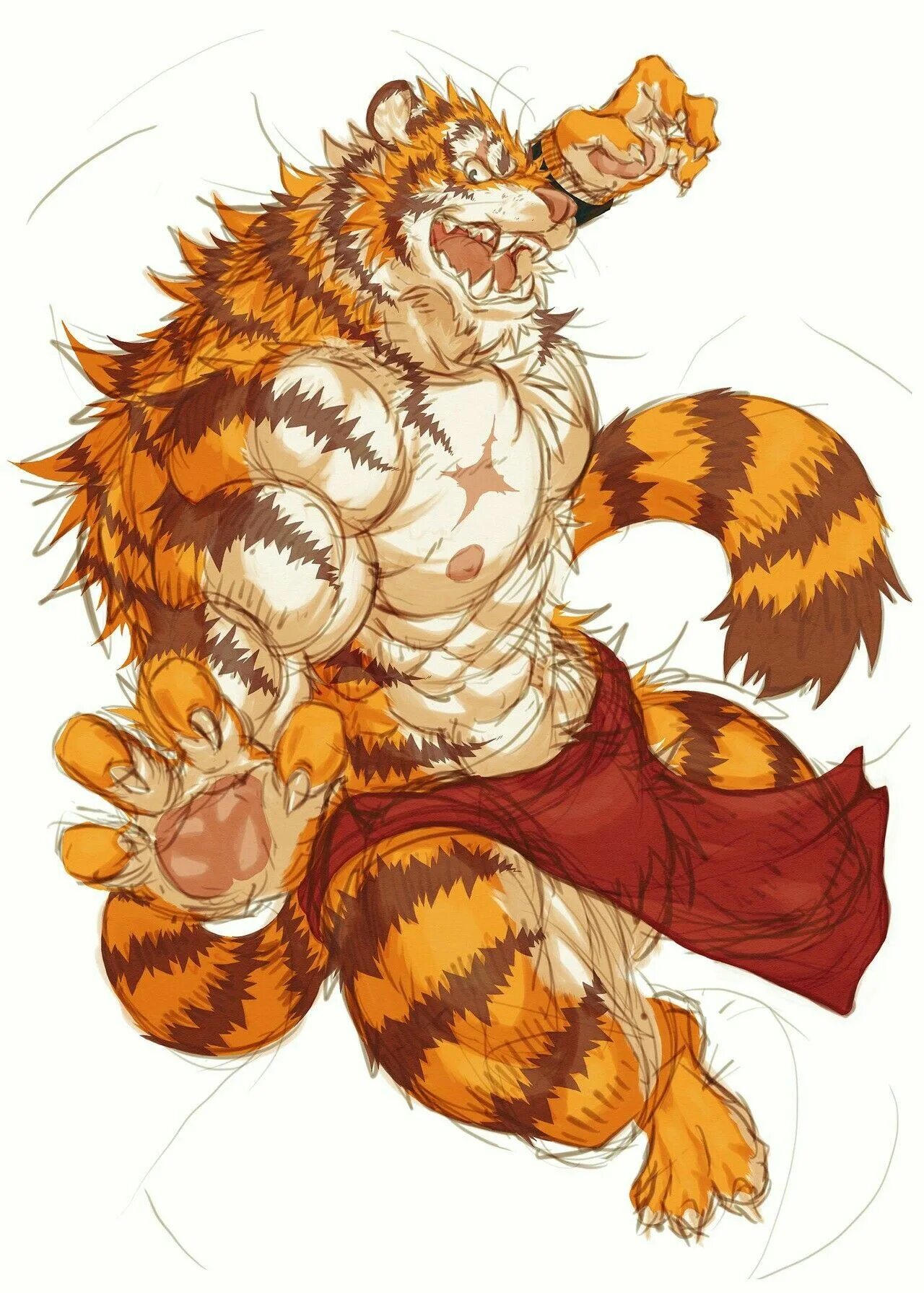 Воин тигр огромный арт. Weretiger muscle Art. The Tiger Warrior. Антро рисунки.