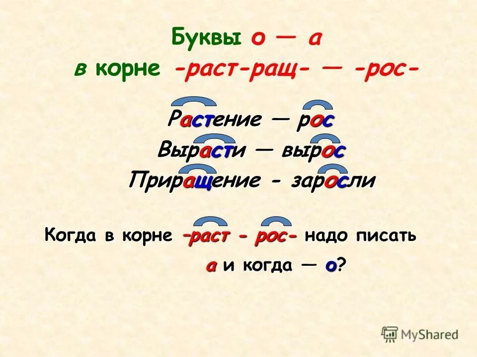 Предложение с корнем рос