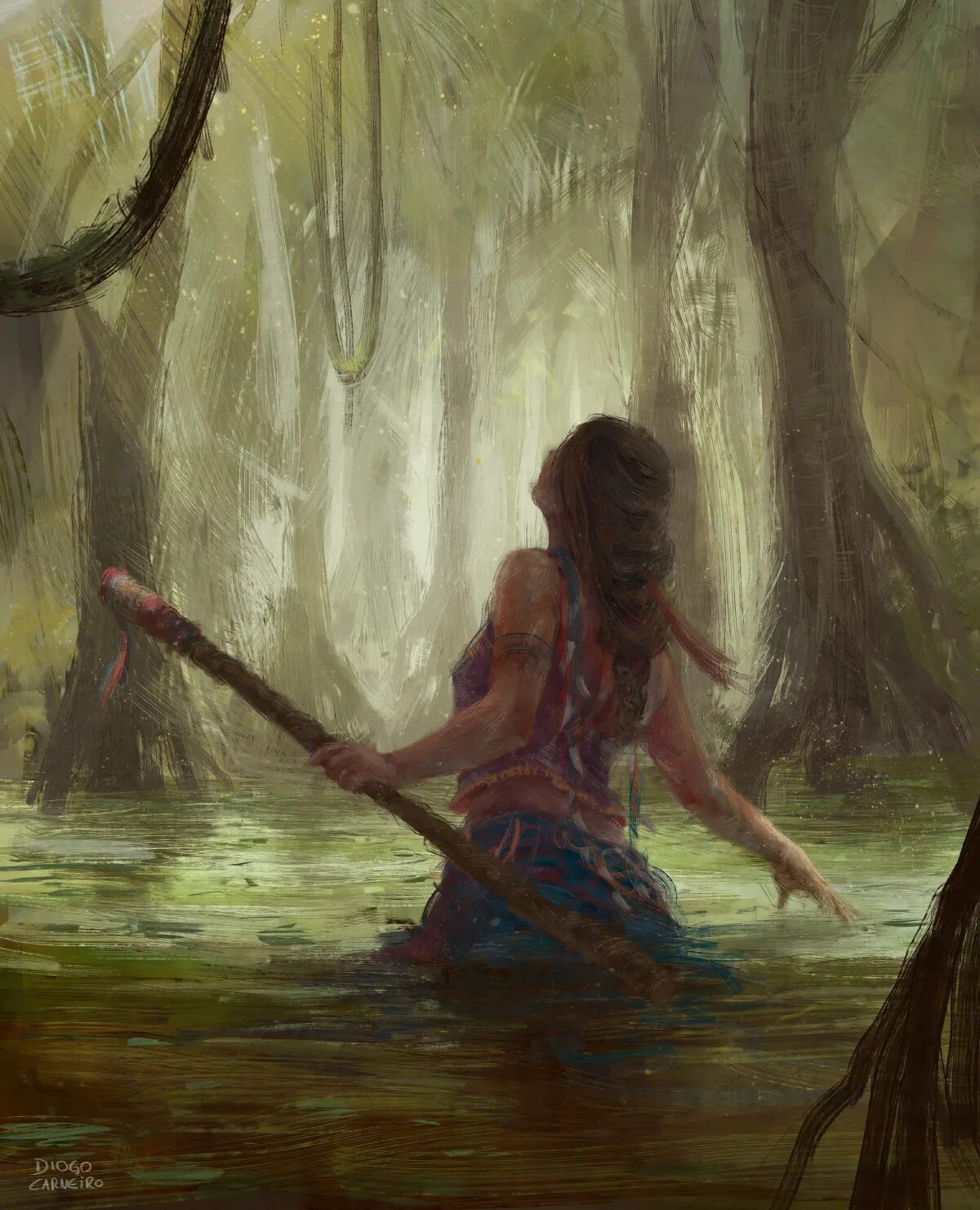 Болотная девушка. Живопись Нью эйдж. Girl in Swamp. Художник джунгли девушки.