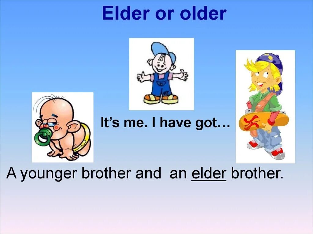 Older или Elder brother. Eldest oldest разница. Older Elder в чем разница. Older Elder упражнения.