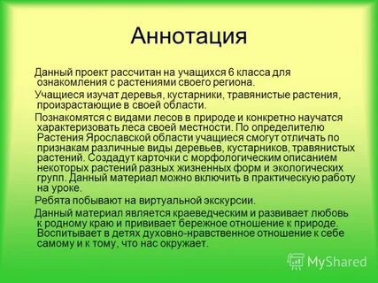 Аннотация к исследовательской работе