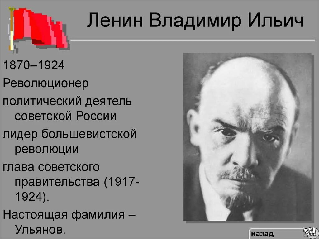 Ленин должность 1917. Владимира Ильича Ульянова (Ленина) (1870— 1924).