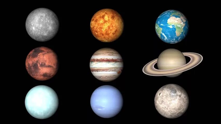 Меркурий , Сатурн, Уран, Марс, Нептун, Плутон, Юпитер.