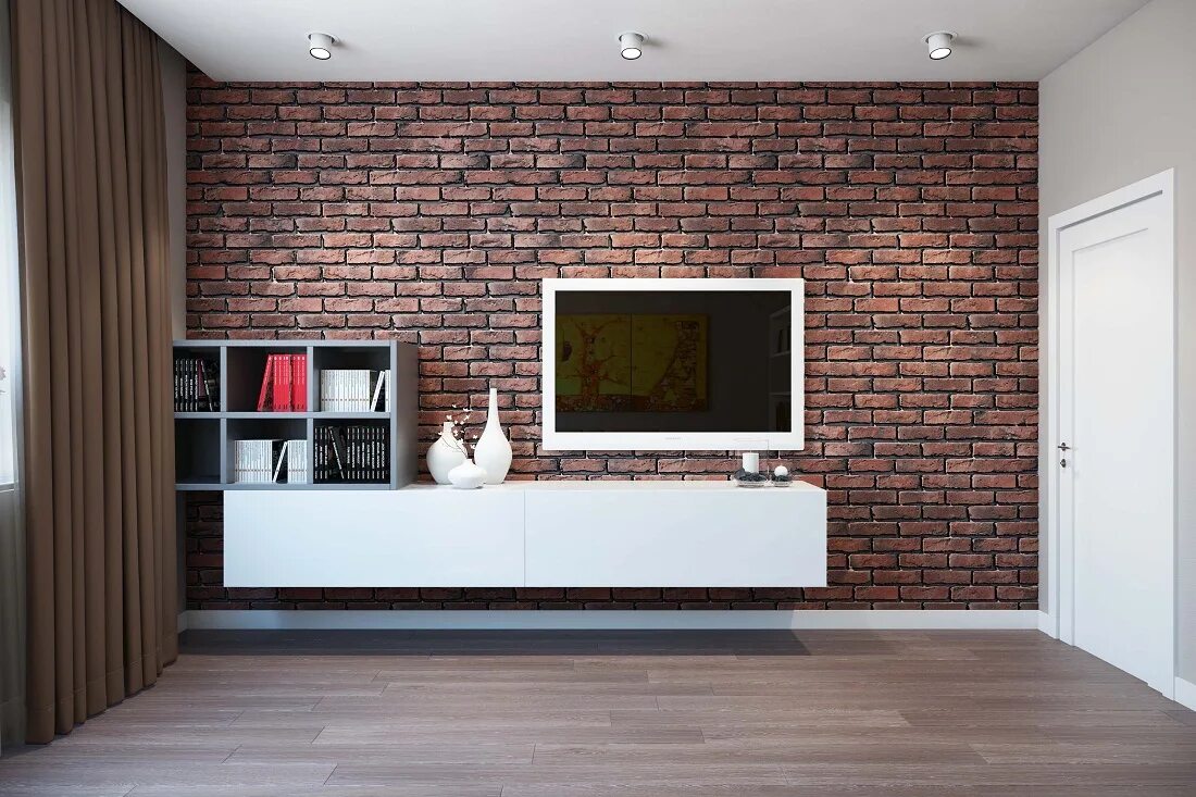 Современная отделка стен в гостиной. Кирпичная стена в интерьере. Комната со стеной. Кирпичная стена в спальне. Гостиная с декоративным кирпичом.