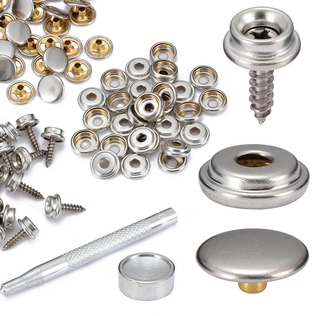 Кнопки нержавеющая сталь. Snap fasteners kit. нержавеющая кнопки заклёпки osculati. заклепки для тента. клепки на тент лодочный.