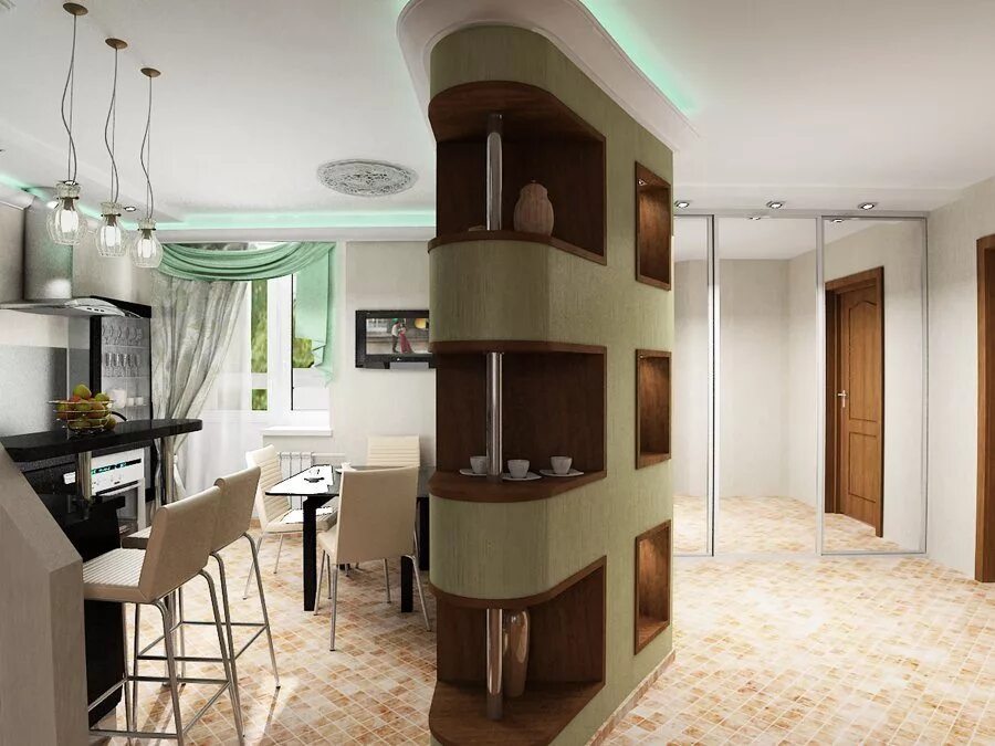 Студия со спальней в нише и рабочим столом в шкафу - INMYROOM House design, Kitc