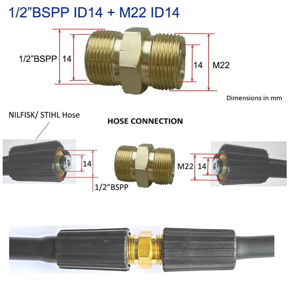 Какой диаметр шланга для мойки высокого давления. Адаптер шланга для мойки высокого давления m22 труба. Шланг для мойки высокого давления штуцер 14 мм. Переходник для мойки высокого давления с 14 мм. Разъем для мойки высокого давления 22.