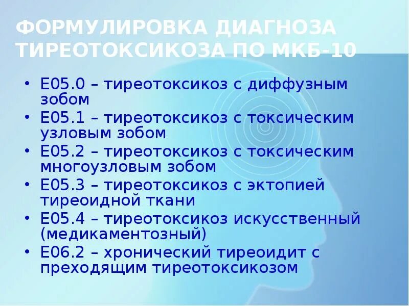 Гипертиреоз мкб. Тиреотоксикоз щитовидной мкб 10. Диффузно токсический зоб мкб 10 код. Субклинический тиреотоксикоз мкб. Коды заболеваний щитовидной железы.