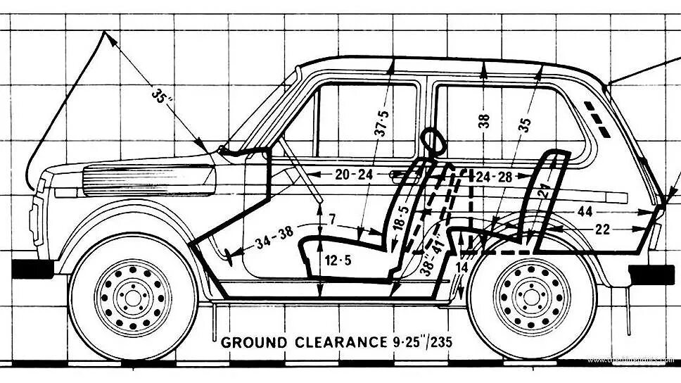 Ваз 2131 схемы. Габариты ВАЗ 2121 Нива. Габариты салона Нивы 2121. Кузов Нивы 21213 чертеж. ВАЗ 2121 чертеж.