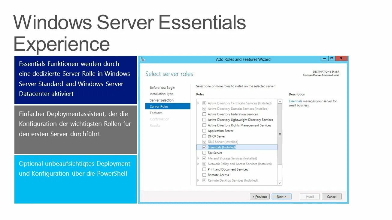 Развертывание и управление Windows Server 2012 r2. Windows Server Essentials возможности. Роли серверов Active Directory. Windows Server 2012 r2 Essentials.