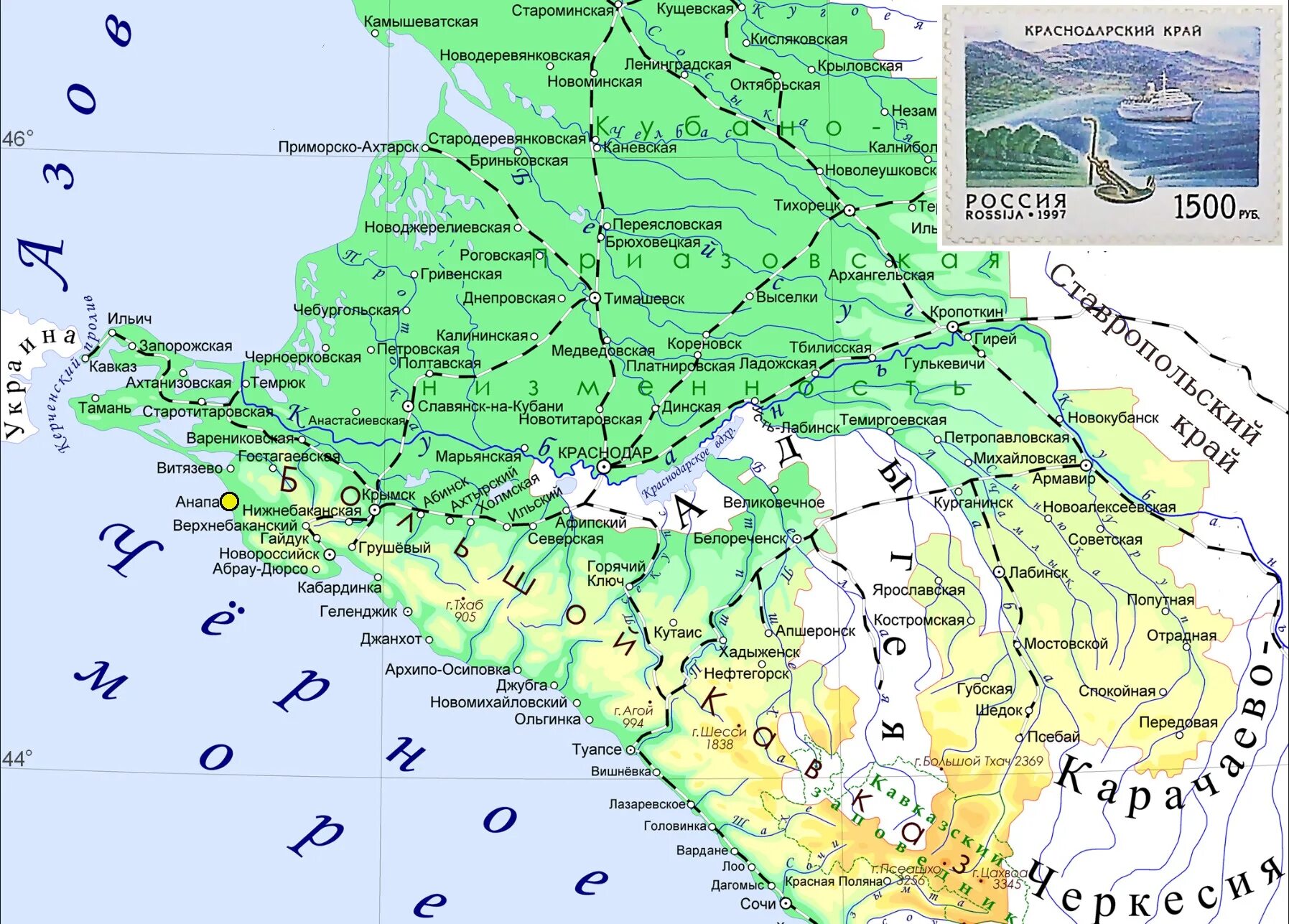 Краснодарский край карта поселении. Карта рельефа Краснодарского края. Карта Краснодарского края с городами побережье черного моря. Географическая карта Краснодарского края рельеф. Краснодарский край границы.