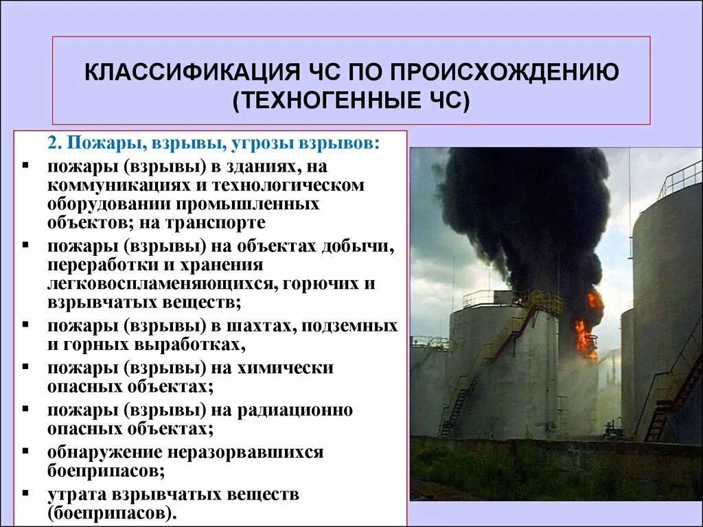 Классификация ЧС техногенного происхождения. ЧС техногенного характера. Чрезвычайные ситуации техногенного характера пожары и взрывы. Причины пожаров техногенного характера.