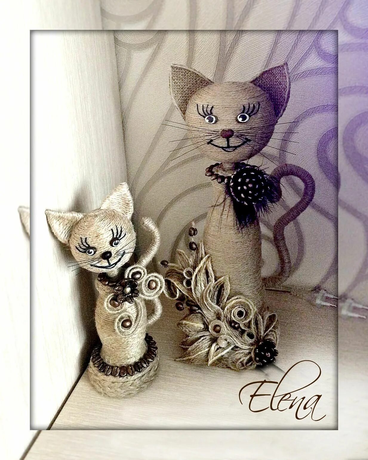 поделки из шпагата. коты из джута. кошка из джута. кошка из шпагата. поделки из шпагата.