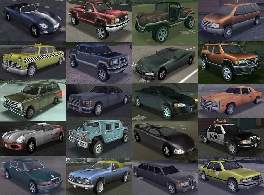 Gta машина покажи. Grand Theft auto III (2001). GTA 3 cars. Машины из ГТА 3. GTA Theft auto 3 2001.