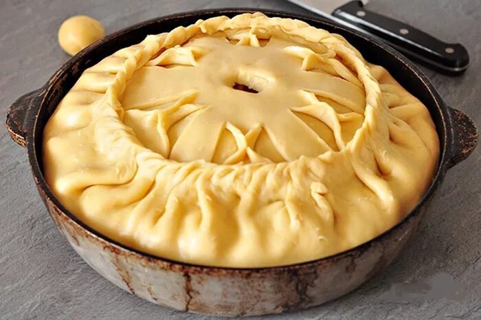 Картошка с мясом в тесте татарское