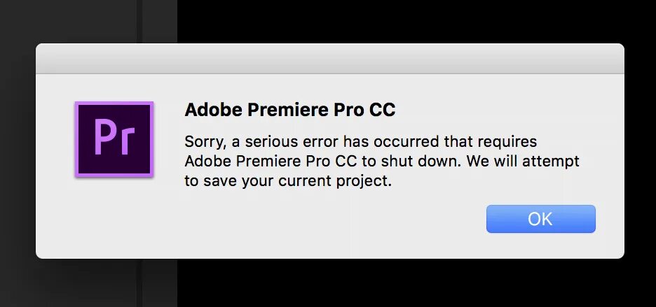 Adobe Premiere a serious Error has occurred. Premiere Pro Error. Sorry a serious Error occurred. Adobe Premiere 2021 sorry a serious Error. Problem occurred during