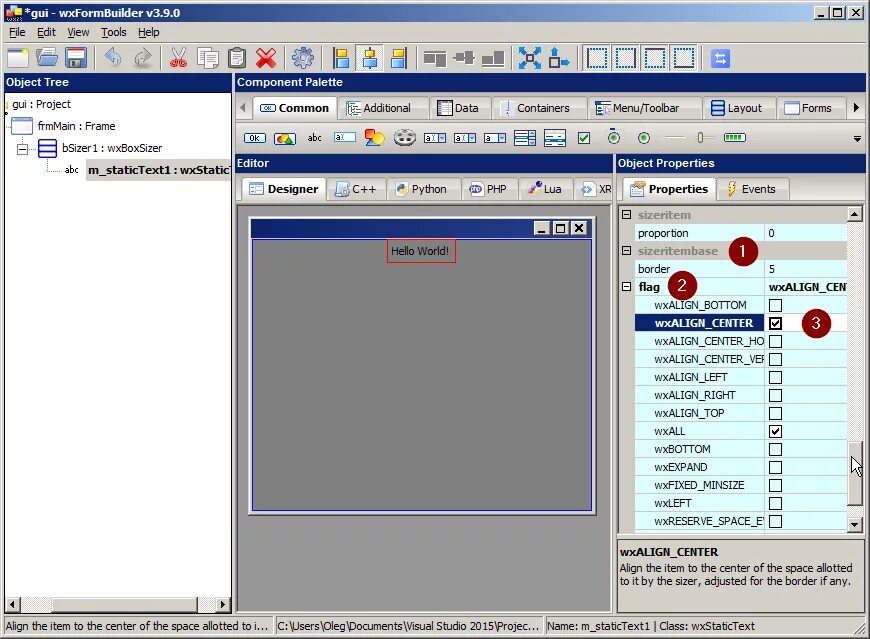 Align center br p p. Wxwidgets учебник. wxformbuilder. wxwidgets gui. align center.