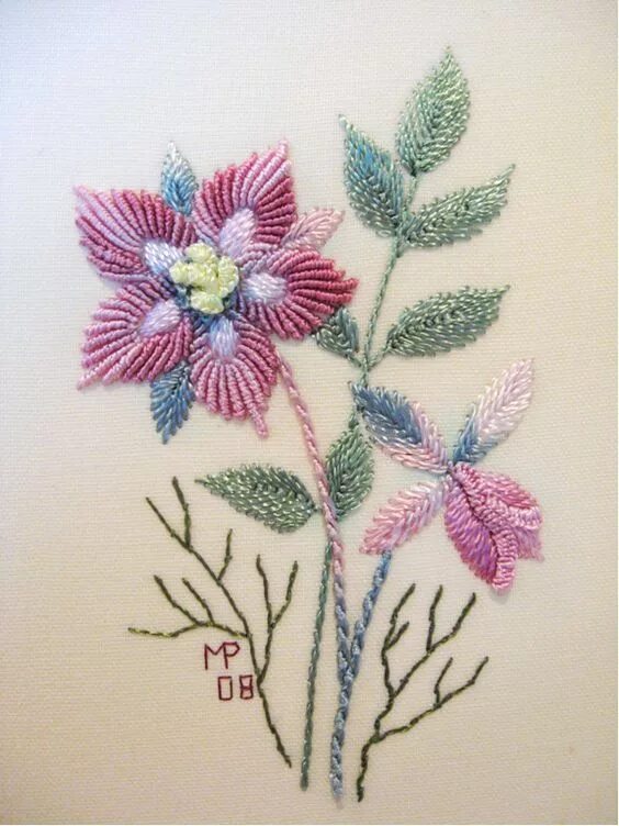 Техника вышивки цветов. Вышивка цветов гладью. Узоры бразильской вышивки. Вышивка стежками. Бразильская вышивка.
