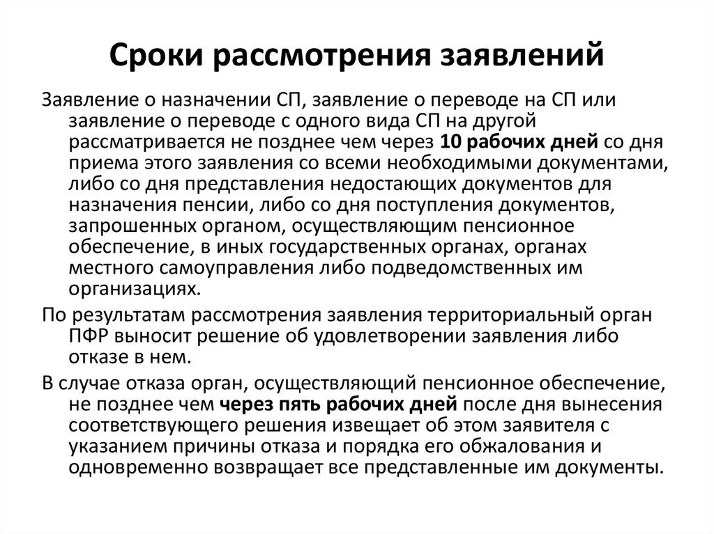 Сколько дней рассматривают пенсию