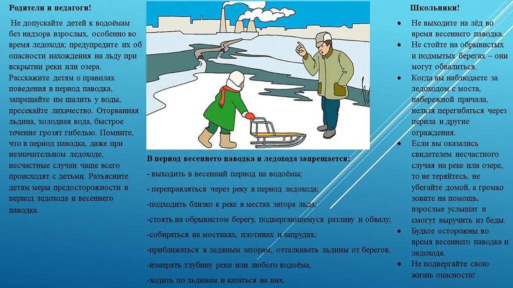 Консультация для родителей безопасность весной. Безопасность поведения на льду. Памятка весенний паводок для детей. Памятка по безопасности на льду. Памятка по правилам поведения в период весеннего паводка.