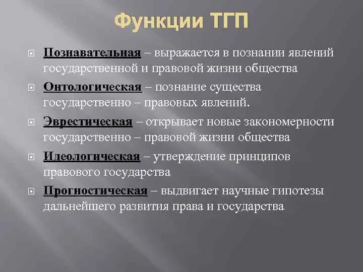 Функции правовых явлений. Функции государства ТГП кратко. Онтологическая функция ТГП. Функции ТГП.