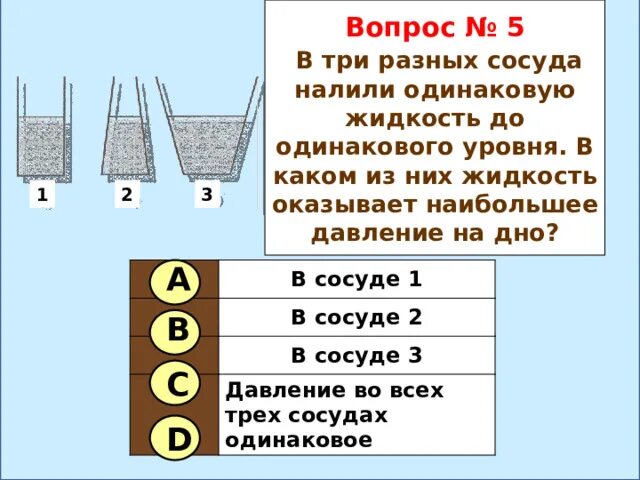 Одинаково ли давление жидкости в левом и правом сосуде. Уровень жидкости в сосудах одинаков. Два одинаковых сосуда соединены трубкой. Два сосуда равного объема соединены с трубкой с краном в одном сосуде. Закон сообщающихся сосудов.