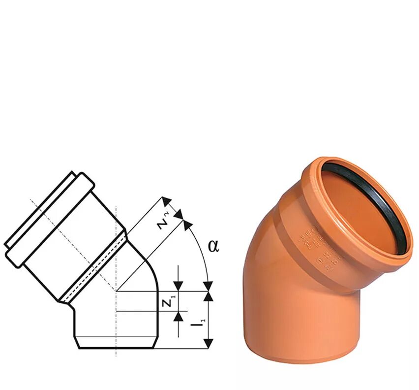 Отвод трубы пвх. Наружная канализация Остендорф 110. Отвод Ostendorf KGB 110*45 гр.. Отводы Остендорф 110. Отвод канализ. Ф160*45 гр. наружный.