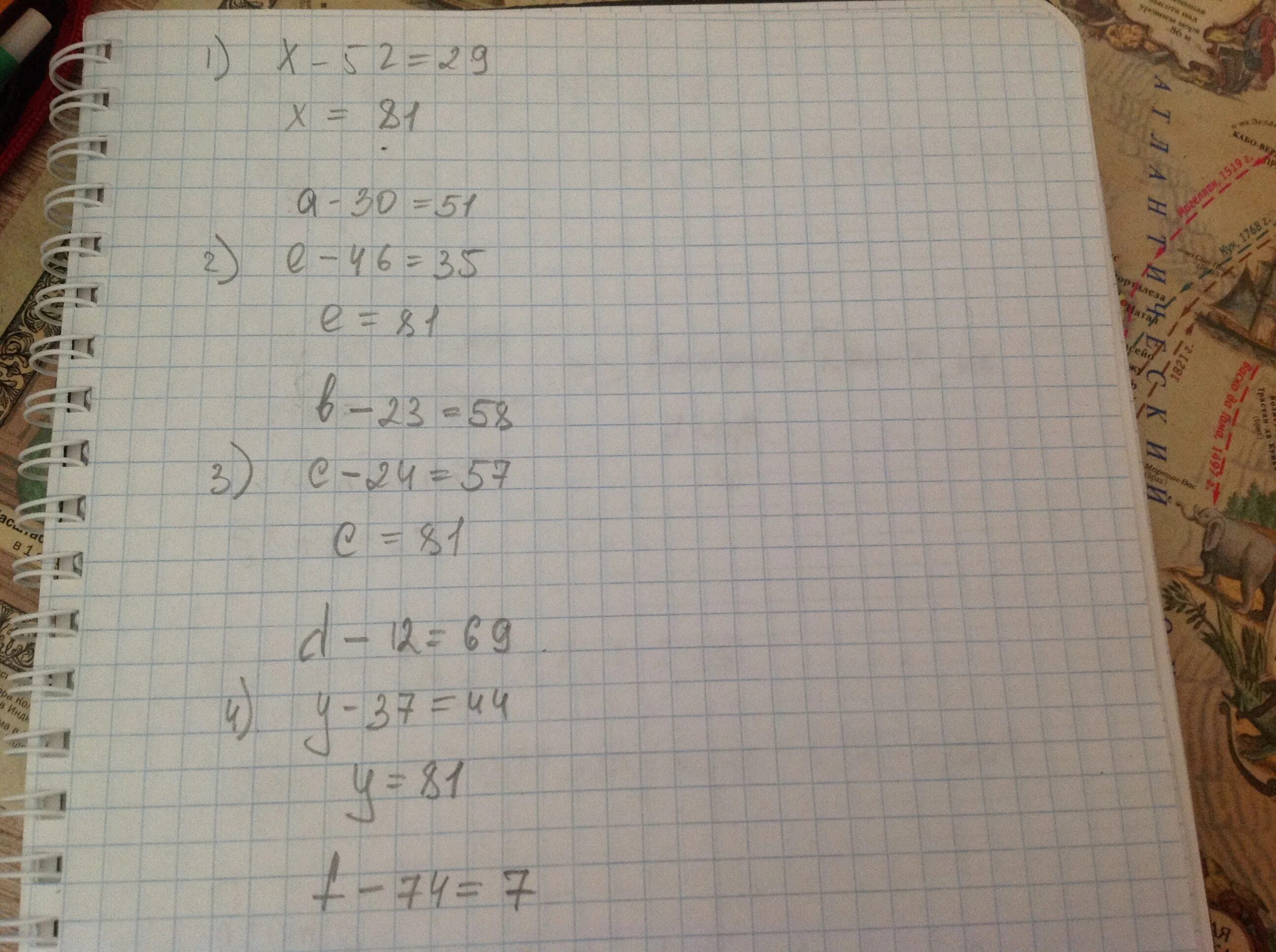 X-52=29. 37y=444. Корень 52.5. 52 Под корнем.