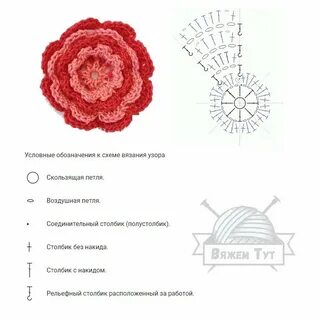 Как связать розу крючком с пошаговым описанием