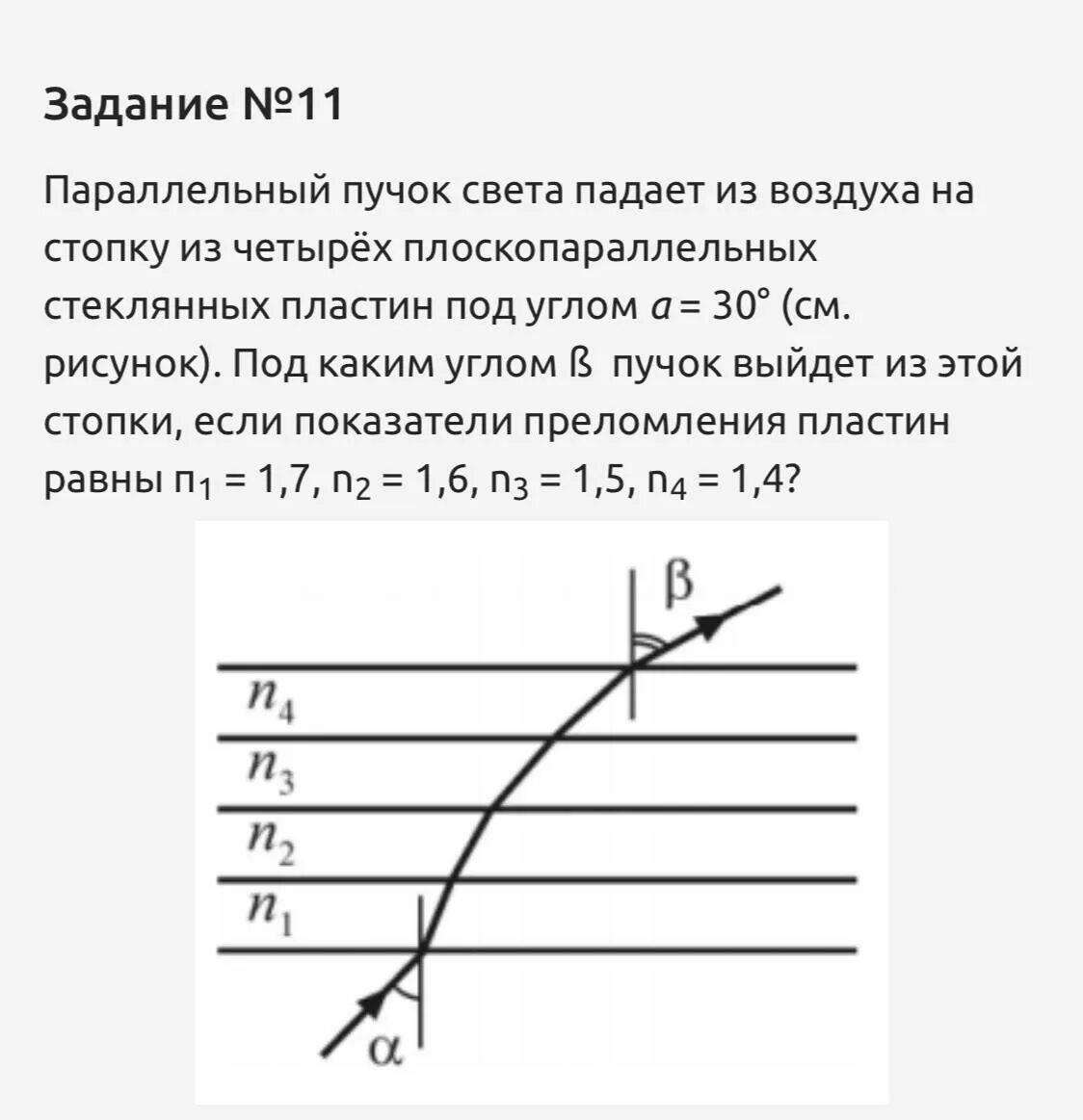 Свет падает из воздуха на плоскую пластину. Параллельный пучок. Параллельный пучок воздуха падает на стопку из четырех. Пучок света падает из воздуха. Параллельный пучок света.