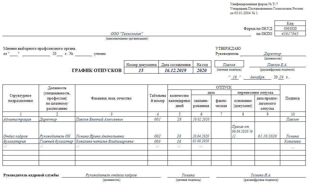 Форма 7 отпуск. Пример заполнения Графика отпусков форма т-7. Форма т 7 график отпусков пример заполнения. Образец Графика отпусков сотрудников. График отпусков форма т-7 образец заполненный.