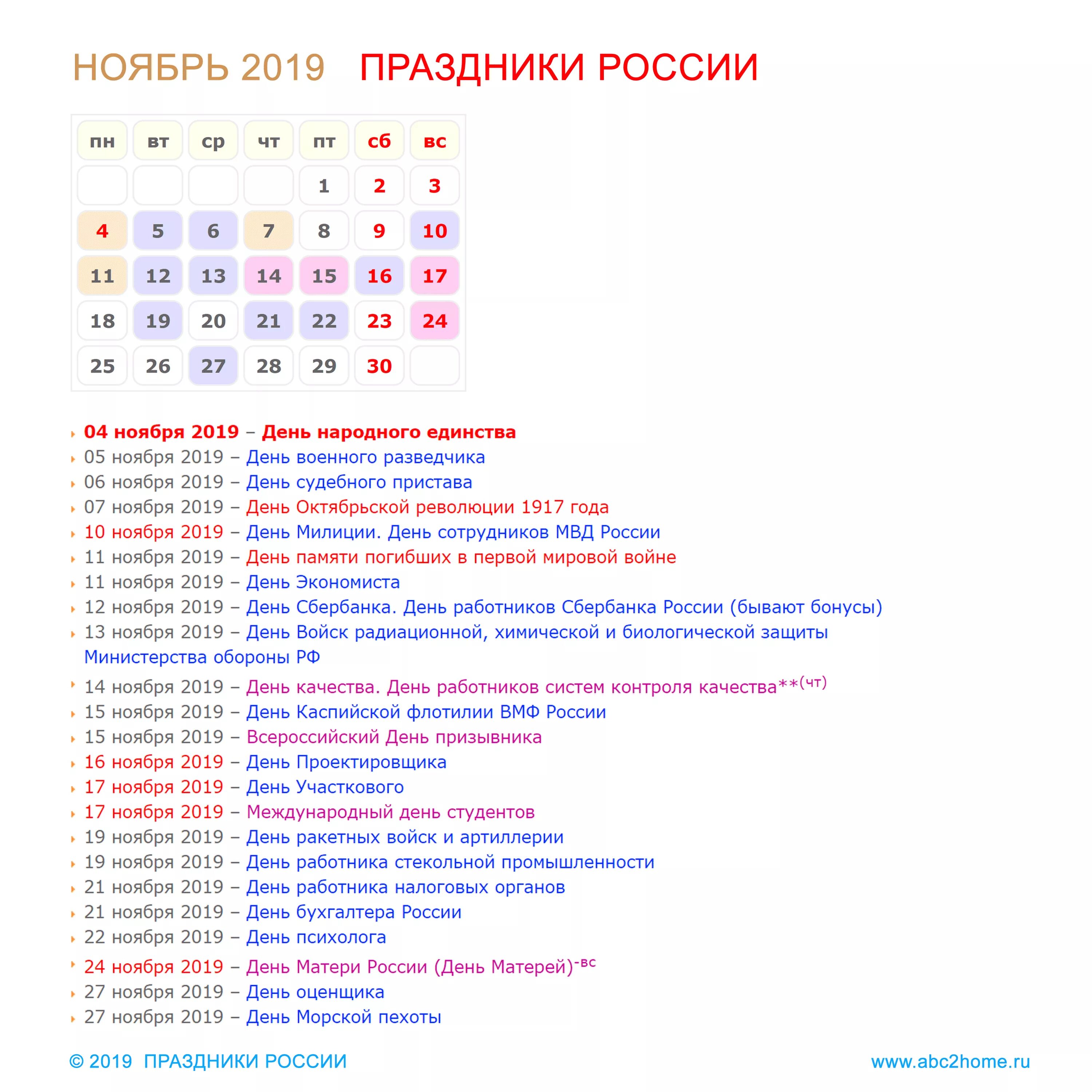 Праздники страны - Начальные классы